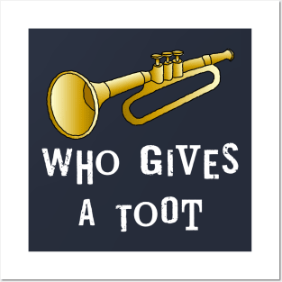 Trumpet Toot White Text Posters and Art